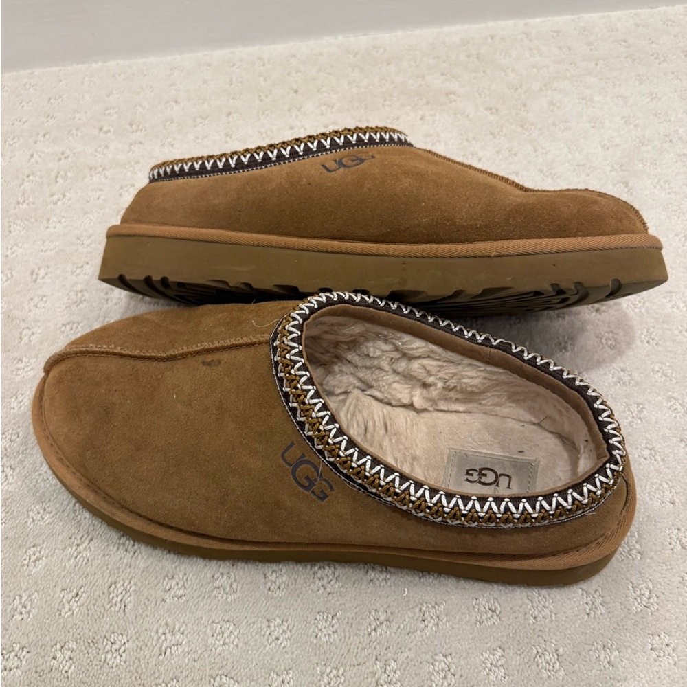 UGG Tan Suede Slippers with Plush Lining